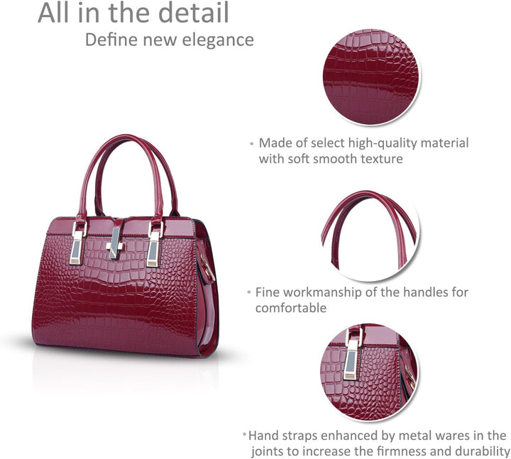 Nicole&Doris Damen Handtaschen Neue Umhängetasche Lackleder Shell Schultertasche Henkeltaschen Tasch