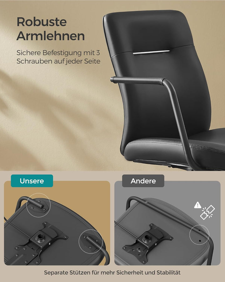 SONGMICS Bürostuhl, Computerstuhl, PU-Oberfläche, leicht zu reinigen, höhenverstellbar, Bequeme Rück