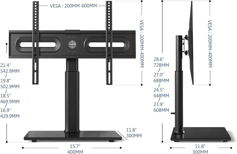 FITUEYES TV Standfuss TV Ständer Fernsehstand für 32 bis 65 Zoll Fernseher höhenverstellbar drehbar