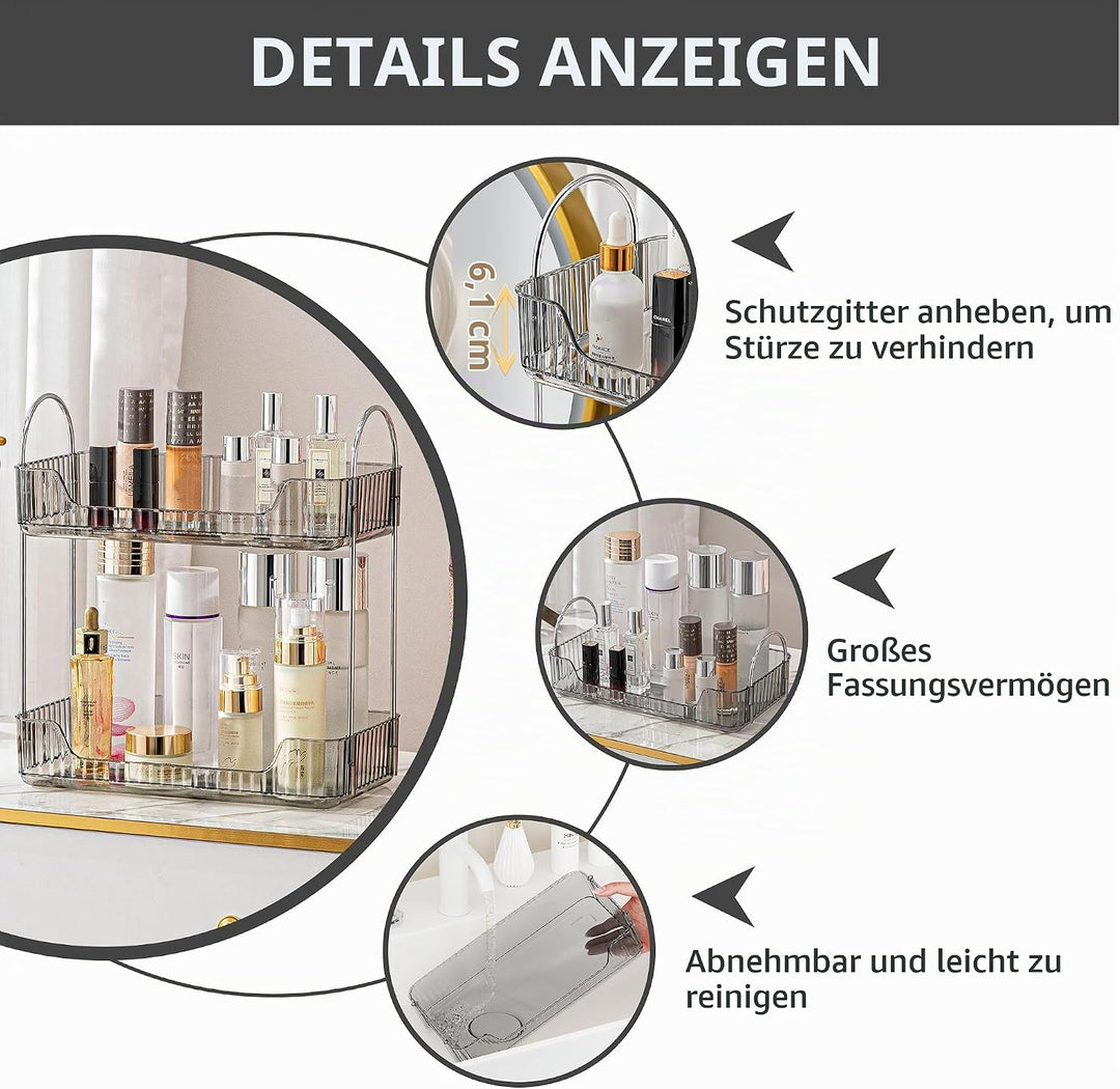 Make up Organizer, Kosmetik Organizer, Beauty Organizer, Hautpflege Organizer für Badezimmer (2 Schi