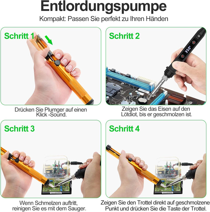 Lötkolben Set 80W LED Einstellbar Temperatur 180-520°C Lötkolben mit Ein/Aus Schalter, 50g Lötdraht,