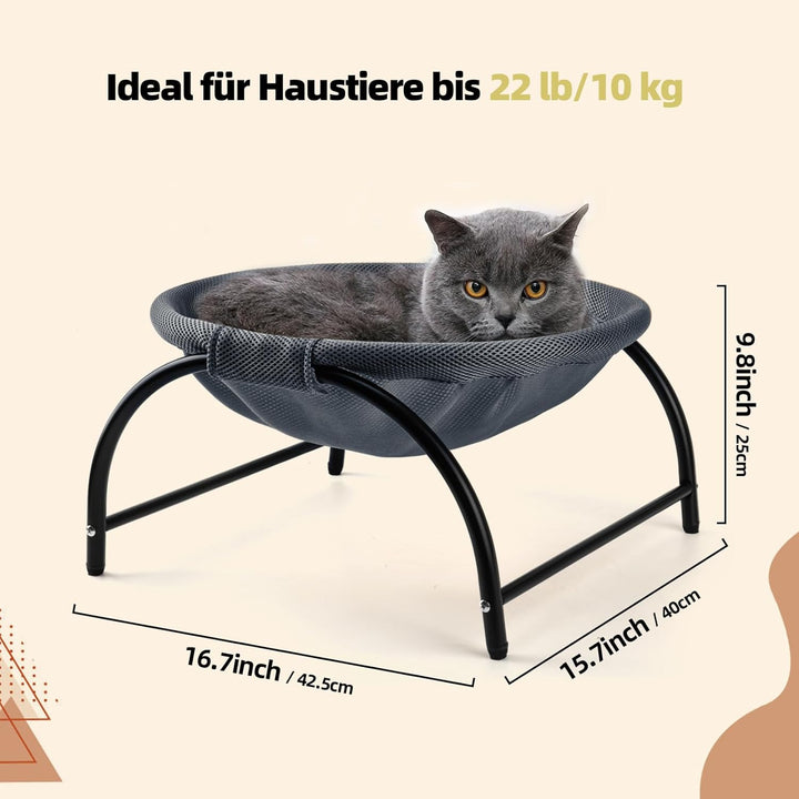 Katzen Hängematte, erhöhter Katzenbett mit abnehmbarem, Waschbarem Netzstoff, stehend katzenhängemat