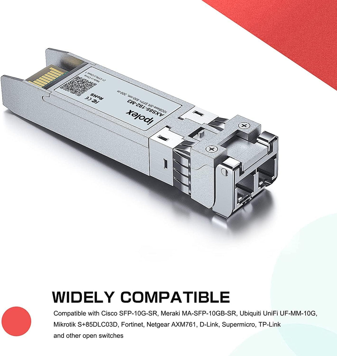 ipolex 4PCS 10Gb/s SFP+ SR Multimode-LC-Transceiver (MMF, 850-nm, 300m) | 10GBase-SR SFP+-Modul, kom