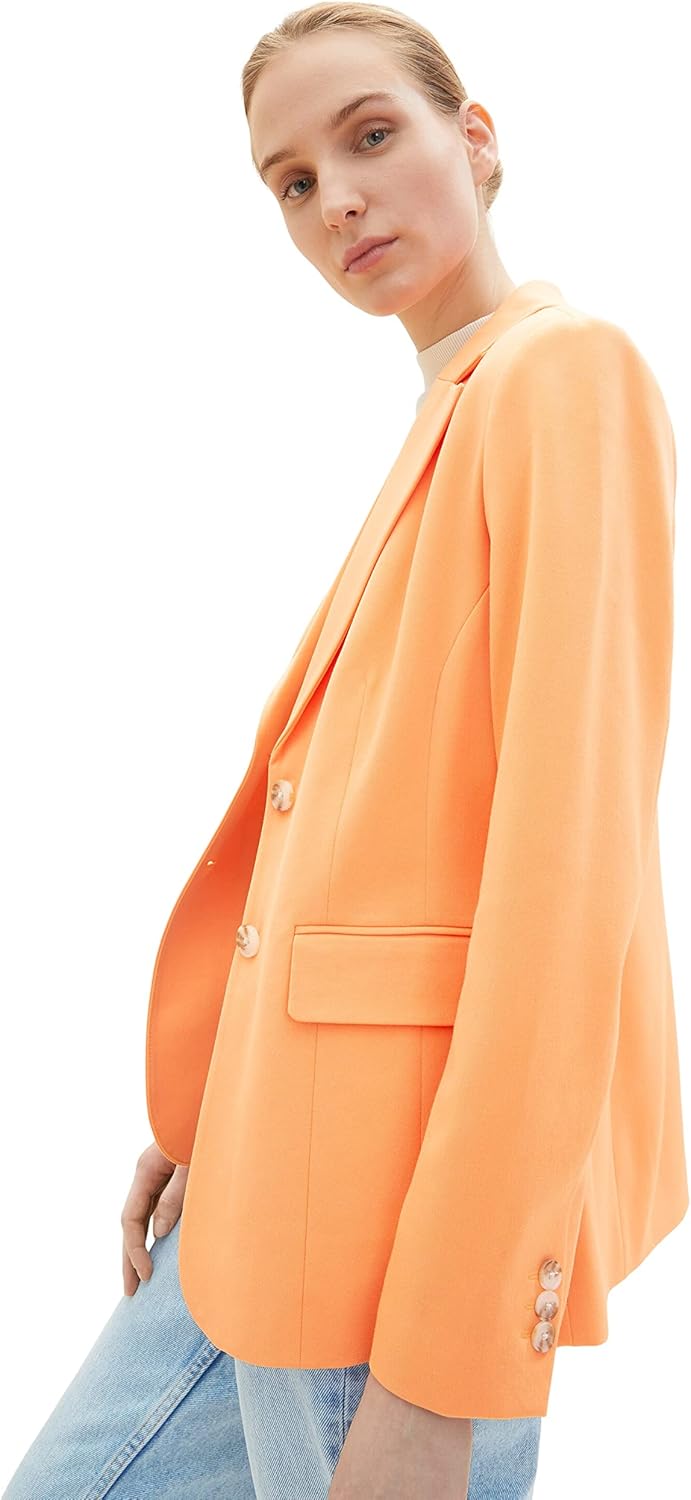 TOM TAILOR Damen Basic Blazer 44 29751 - Bright Mango Orange, 44 29751 - Bright Mango Orange