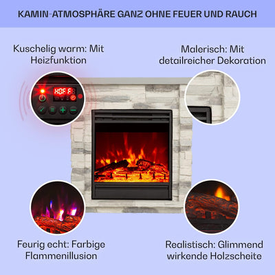 Klarstein Elektrokamin, Elektro Heizungen für Wohnzimmer & Innenräume, Elektrischer Kamin mit LED, K