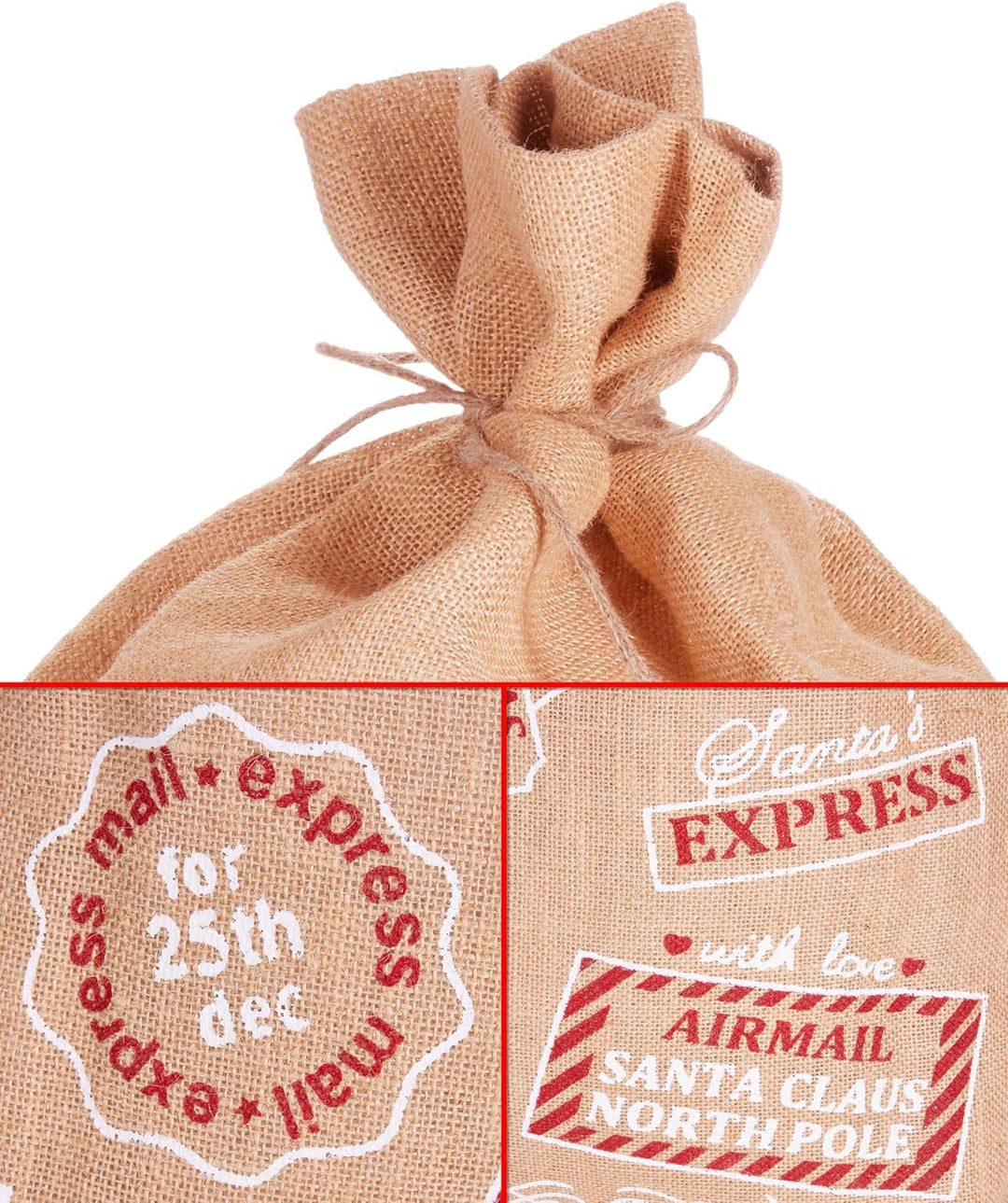 BRUBAKER 3er Set Weihnachtssack - 80 cm Geschenksack mit weihnachtlichen Motiven - Nikolausbeutel zu