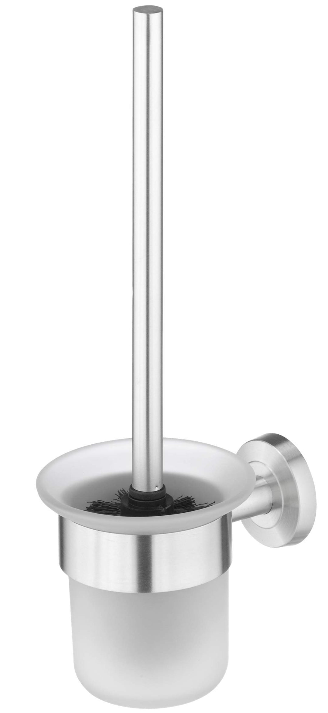WC Bürste zur Wandbefestigung aus Edelstahl und Glas