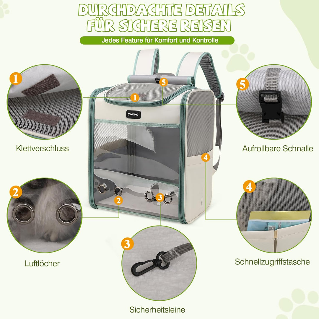 ALLSOPETS Katzenrucksack grosse Katzen, Faltbarer Hunde- und Katzen Rucksack, Atmungsaktive Tragetas