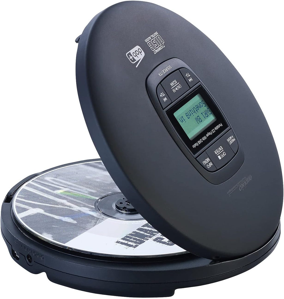auvisio CD Spieler: Tragbarer CD-Player, DAB+ Radio, Bluetooth, Akku, Ohrhörer, Anti-Shock (CD Playe