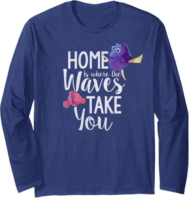 Disney Pixar Finding Dory Home Faded Text Langarmshirt