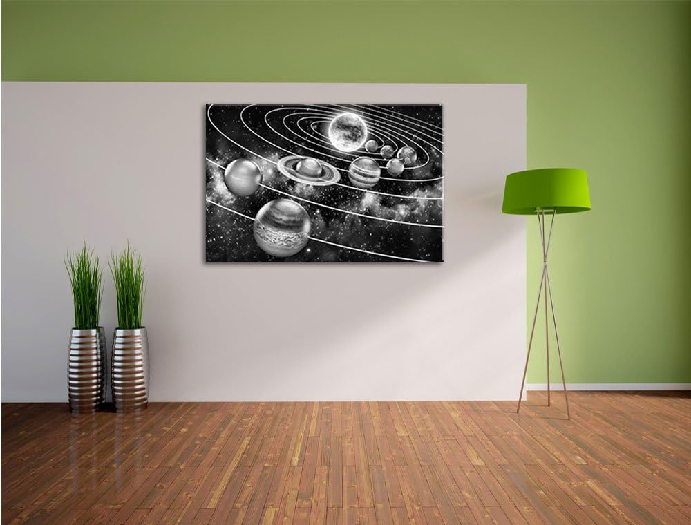 Pixxprint Sonnensystem mit unseren Planeten als Leinwandbild/Grösse: 100x70 cm/Wandbild/Kunstdruck/f