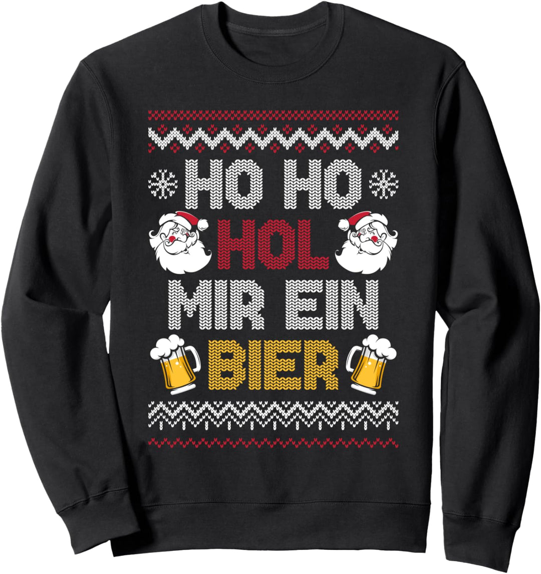 Ho Ho hol mir ein Bier Ugly Christmas Weihnachtsfeier Motiv Sweatshirt