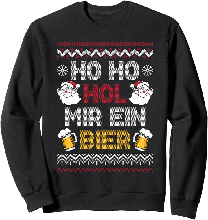 Ho Ho hol mir ein Bier Ugly Christmas Weihnachtsfeier Motiv Sweatshirt