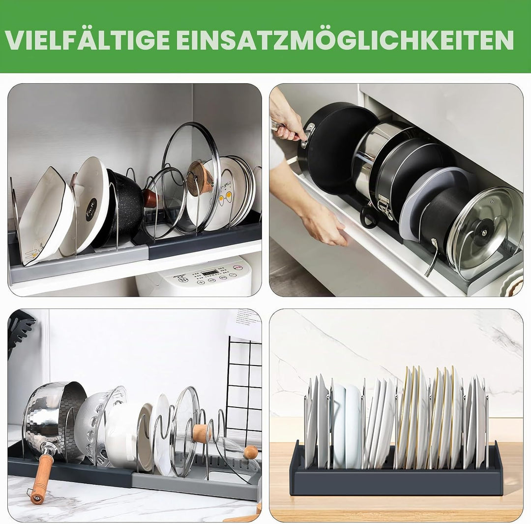 Topfdeckelhalter,Deckelhalter Küche,Erweiterbar Topfdeckel Organizer mit 10 Verstellbaren Fächern,Pf