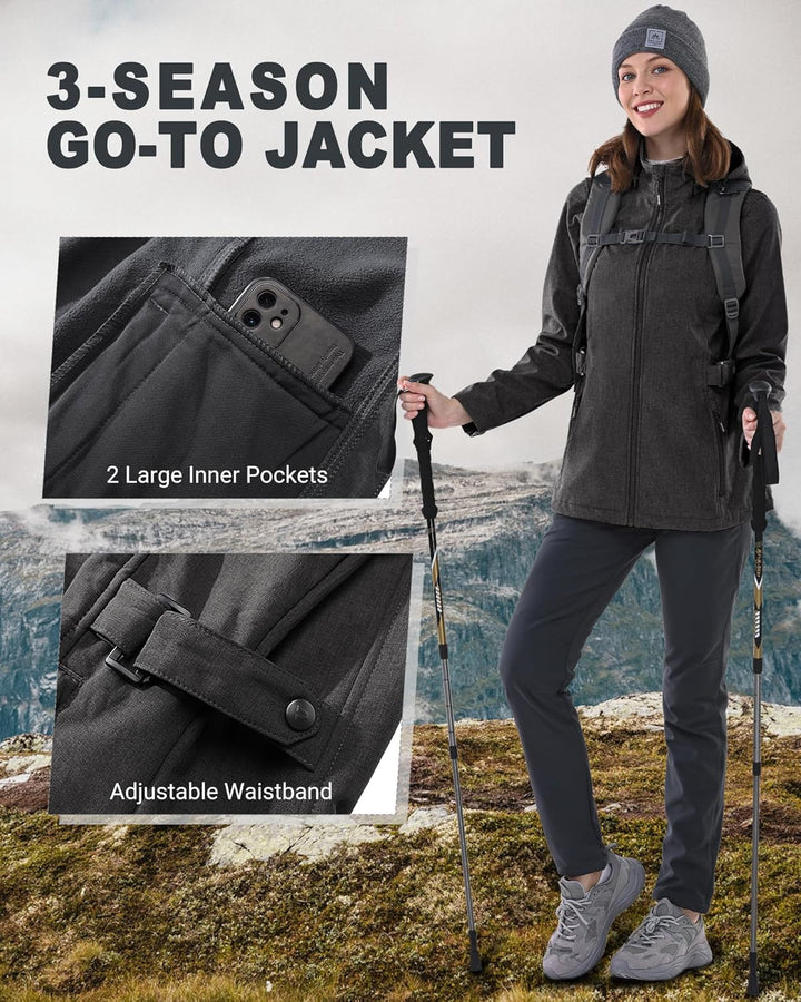 Outdoor Ventures Damen Softshelljacke Kurze Gefütterte Funktionsjacke Wasserdichte Übergangsjacke mi