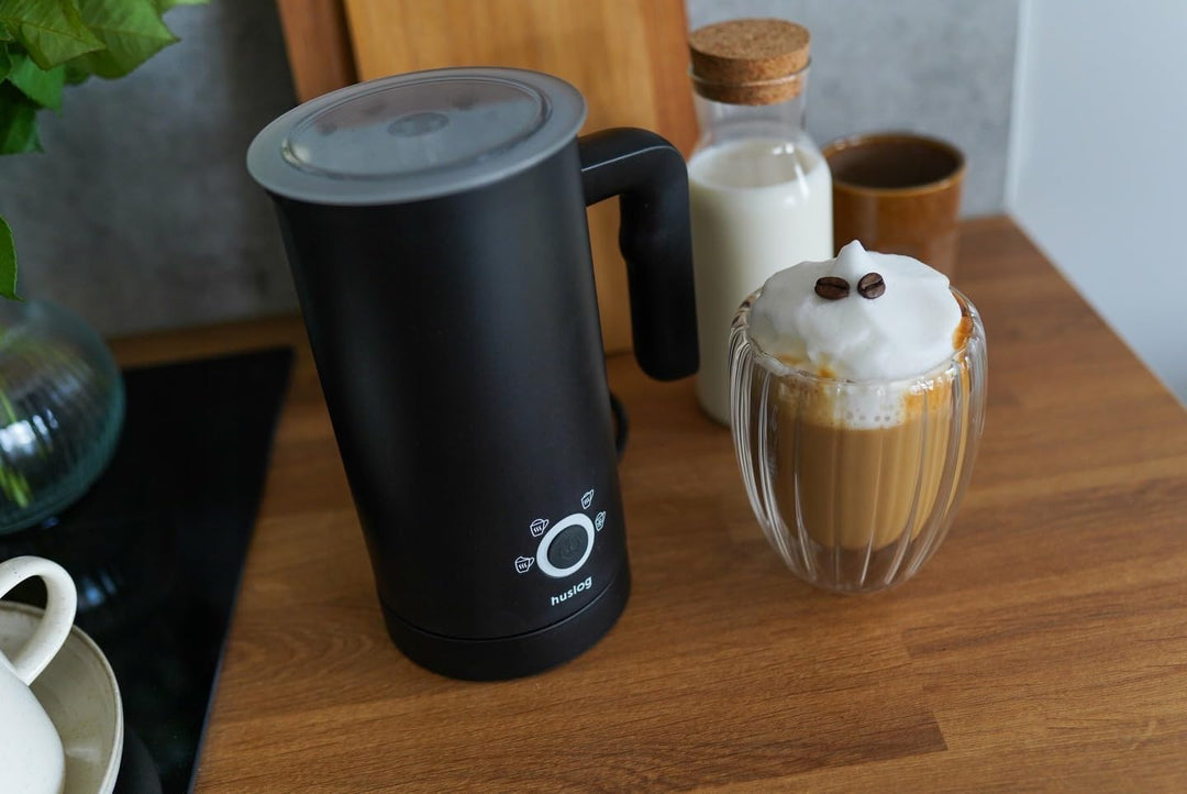 Milchaufschäumer mit Heizung, 4 Milchaufschäummodi, 500W, Schwarz, Schwarz