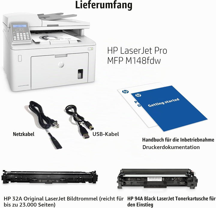 HP LaserJet Pro M148fdw Laser Multifunktionsdrucker (Schwarzweiss Drucker, Scanner, Kopierer, Fax, W