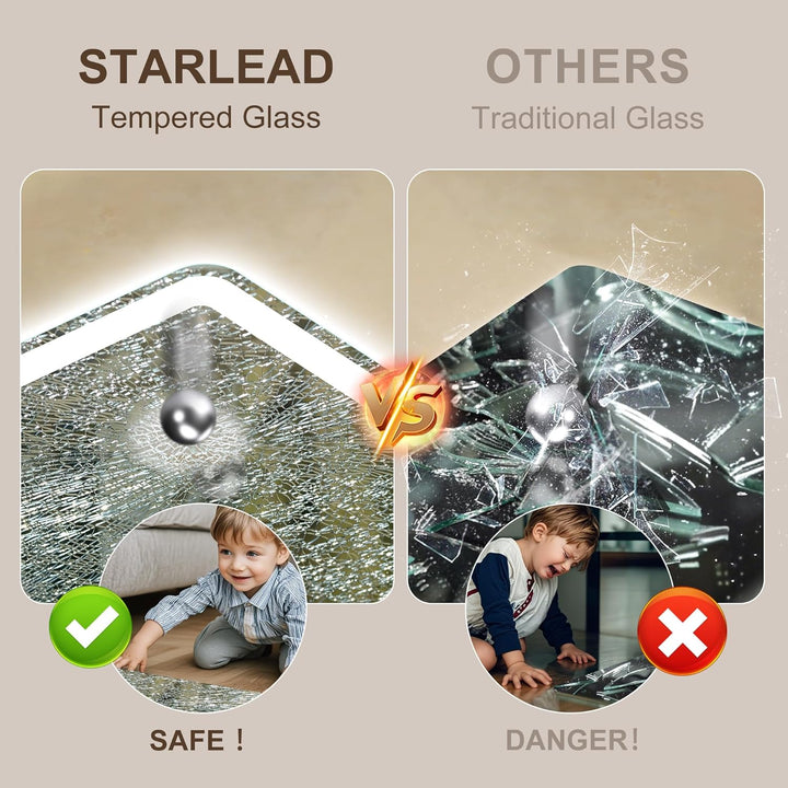 STARLEAD Badezimmerspiegel-mit-Beleuchtung 140x80cm, Grosser LED-Spiegel-Bad mit Entfoggen, Bluetoot