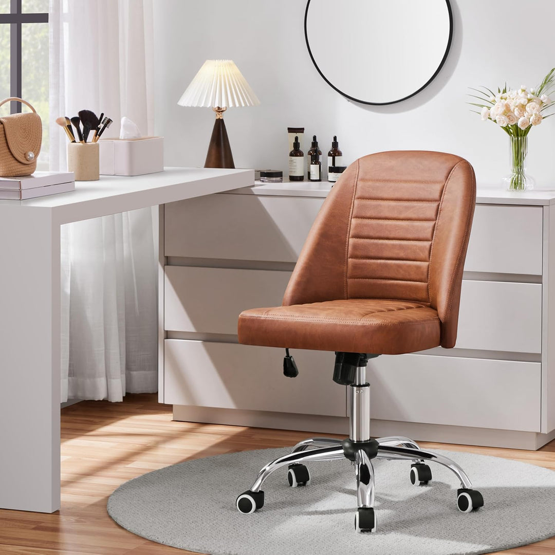 Yaheetech Bürostuhl ohne Armlehne Schreibtischstuhl Drehstuhl mit Rollen ergonomischer Schreibtischs
