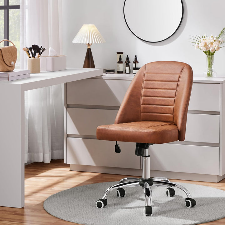 Yaheetech Bürostuhl ohne Armlehne Schreibtischstuhl Drehstuhl mit Rollen ergonomischer Schreibtischs