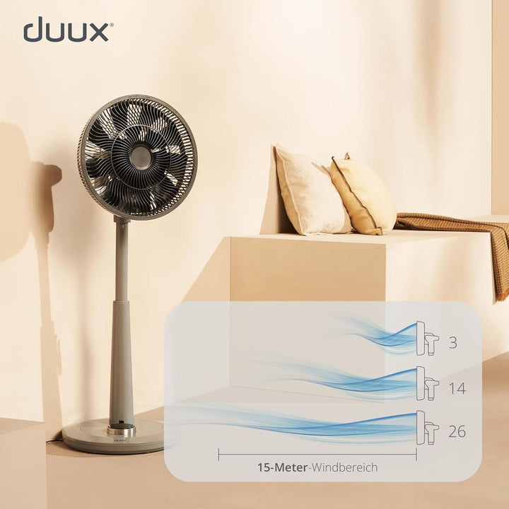 Duux Whisper Grau Standventilator Leise Steuerbar Mit Fernbedienung - Standventilator Höhenverstellb