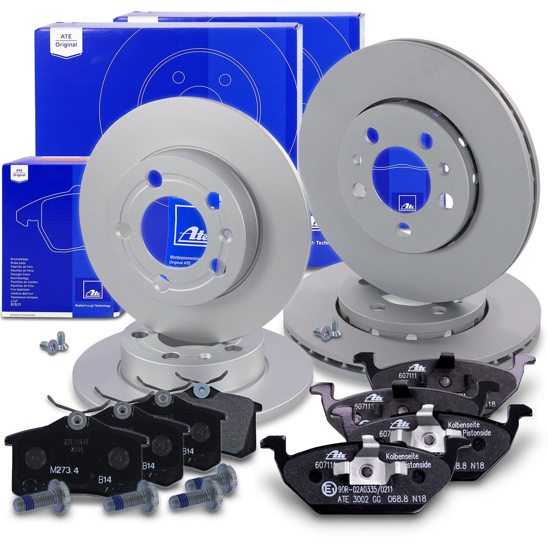ATE Bremsenset inkl Bremsscheiben Vorne Ø 280 mm Belüftet + Hinten Ø 253 mm Voll + Bremsbeläge Vorne