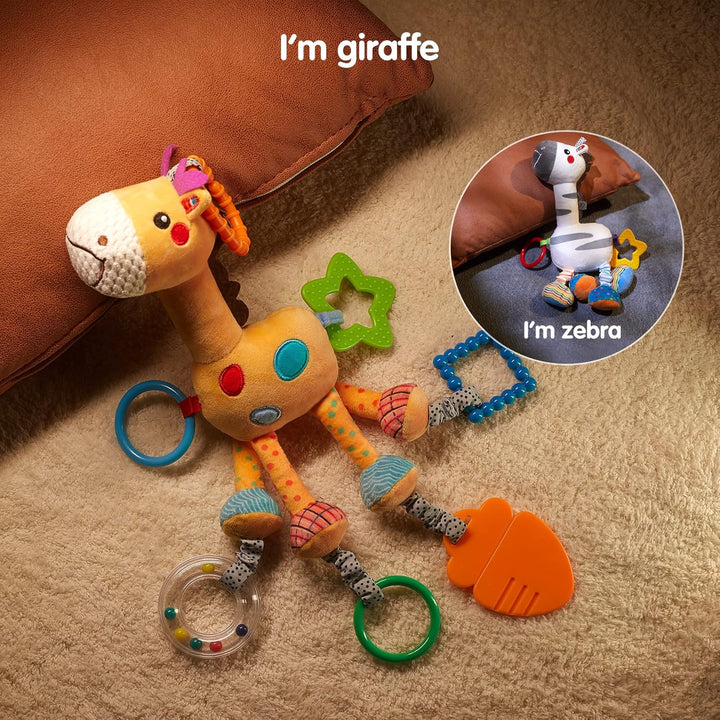 Activity Spieltier Giraffe – Baby Motorikspielzeug für Kinderwagen, Kinderbett und Babyschale zum Gr