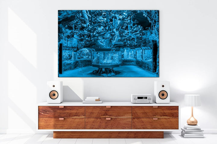 deyoli bezauberndes Aquarium mit Fischen Format 80x60 Effekt: Monocrome Blau als Leinwandbild, Motiv