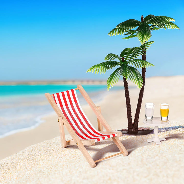 Didiseaon Miniatur-strandlandschaft-Set mit Palmen, Sonnenschirmen, Listrand-mikrolandschaft, Miniat