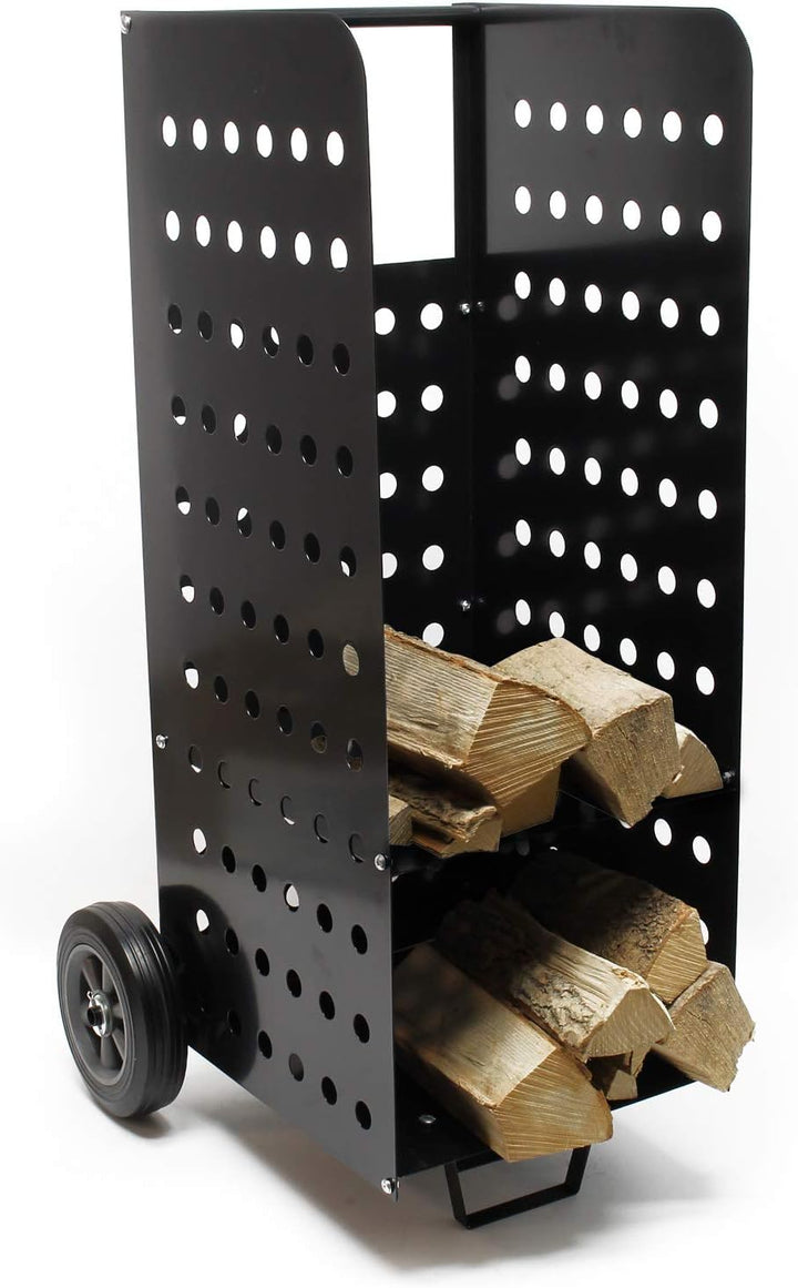 Wiltec Kaminholzwagen XL Holzwagen Kaminholzkorb 53x36x106cm mit stabilen vollgummierten Rädern extr
