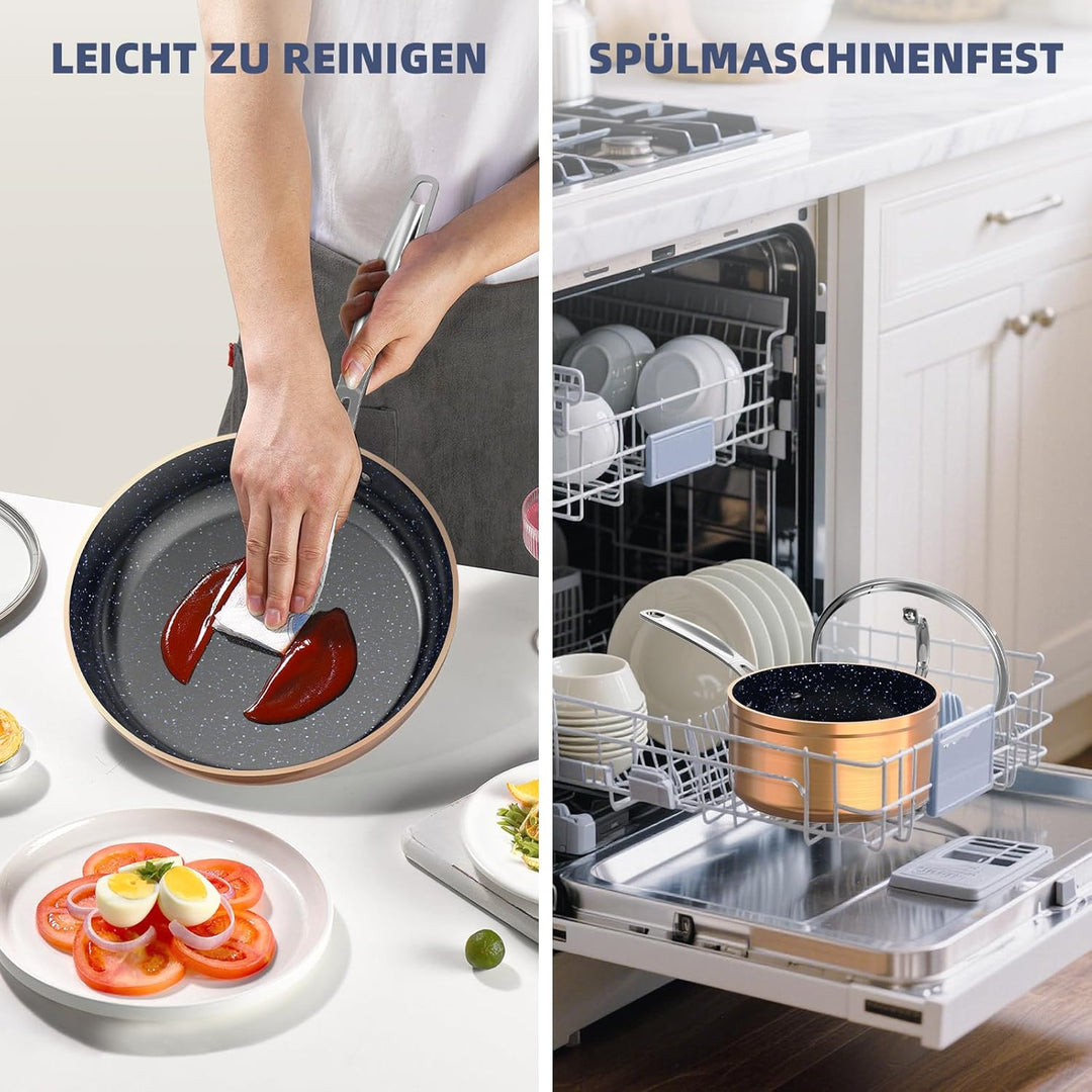 Nuwave Topfsets Pfannenset 12-Teilig Antihaft- Keramik von G10 Duralon Blue, Kochtöpfe mit Topfdecke