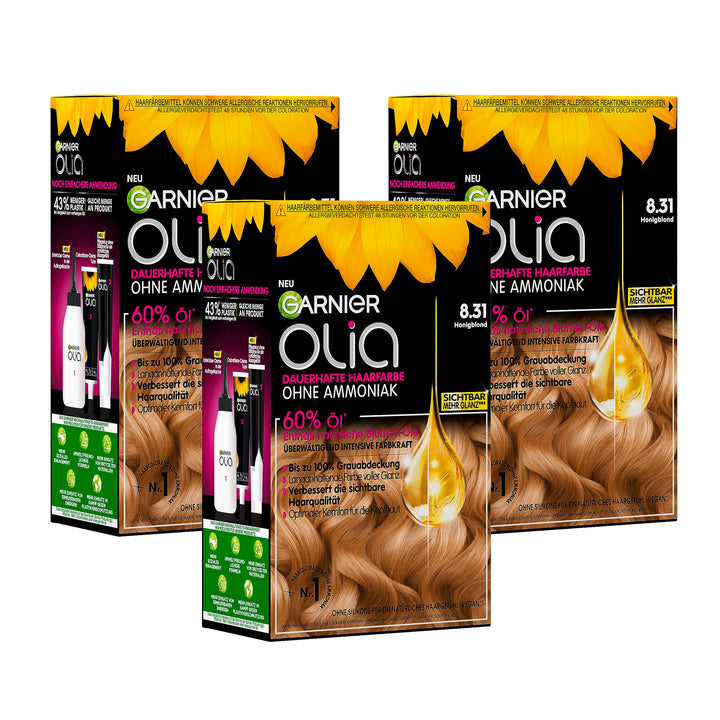 Garnier Olia 8.31 Honigblond, 3er Pack