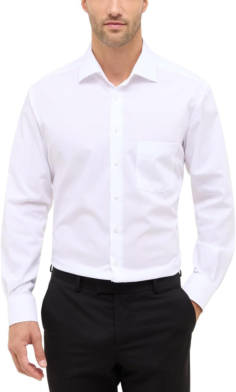 ETERNA Langarm Hemd COMFORT FIT Pinpoint unifarben mit Classic Kent Kragen 26 Weiss, 26 Weiss
