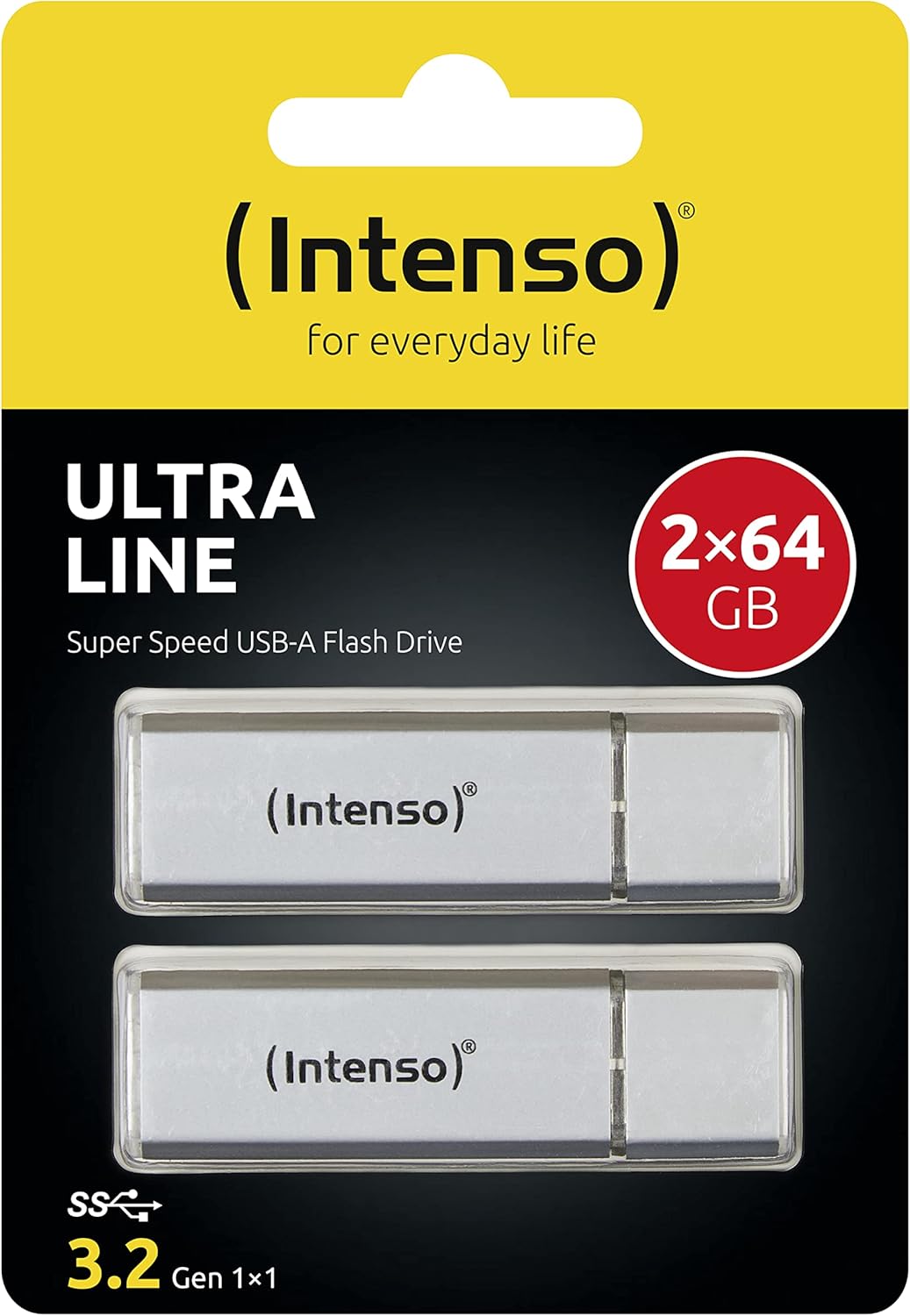 Intenso Ultra Line, 2x 64GB Speicherstick, USB 3.2 Gen 1x1, silber 2x 64 GB - USB 3.2, 2x 64 GB - US