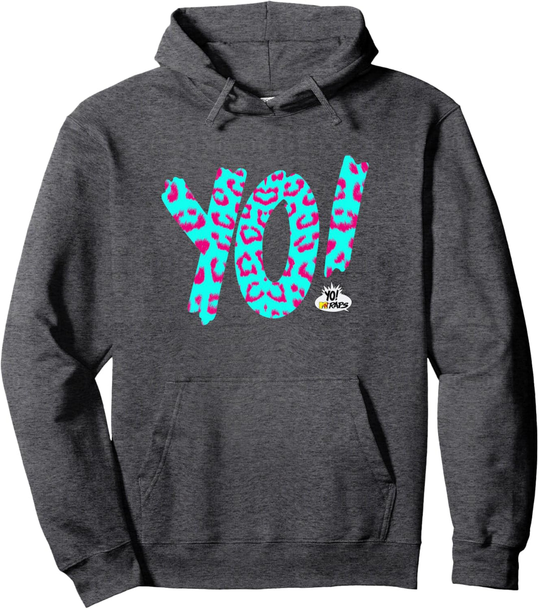 MTV Yo! MTV Raps Neon Leopard Print Logo Pullover Hoodie
