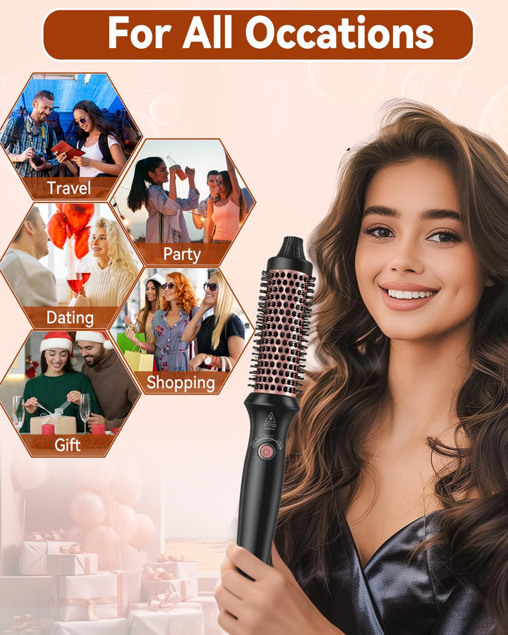 Thermal Brush 3 in 1, Thermobürste Wärmebürste 32mm, UKLISS Rundbürste Kompakt, Lockenbürste Double