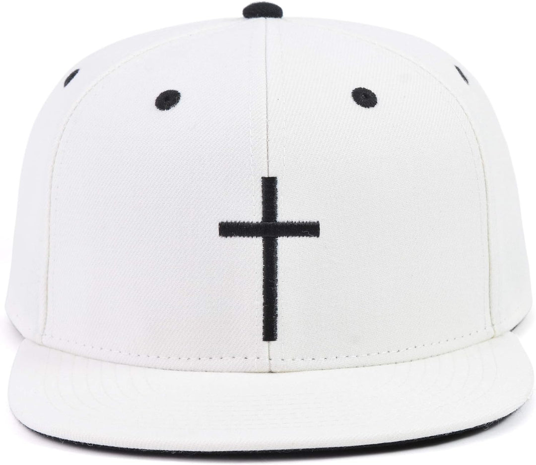 Bexxwell Snapback Cap weiss mit Kreuz (optimale Passform, Kappe, White, Cross, Unisex)