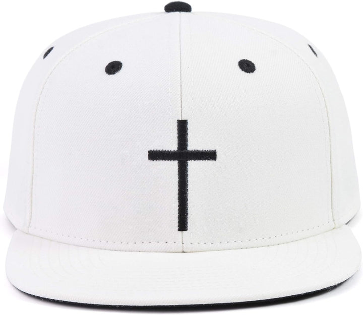 Bexxwell Snapback Cap weiss mit Kreuz (optimale Passform, Kappe, White, Cross, Unisex)