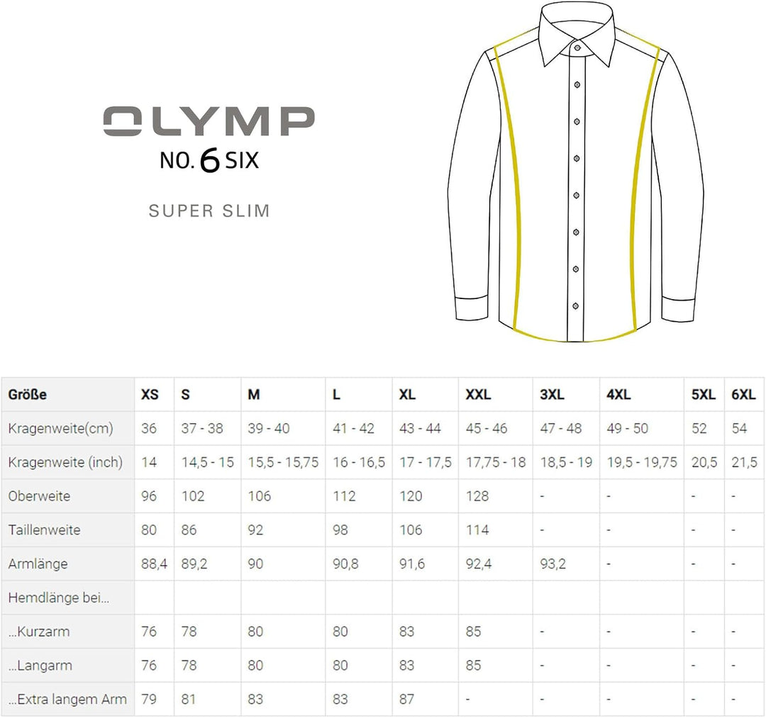 OLYMP Herren Businesshemd Langarm No. Six 24/Seven,Uni,super Slim,Stehkragen 45 Bleu 11, 45 Bleu 11