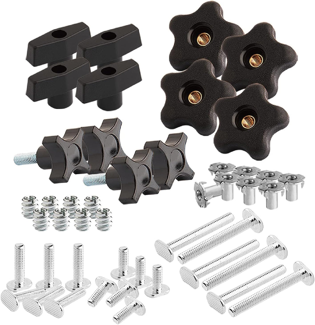 POWERTEC 71173 T Track Knob Kit, 1/4-20 Gewindebolzen und Unterlegscheiben, 46 Stück Set, T Track Sc