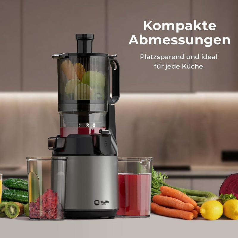 Balter Entsafter Slow Juicer, Grosse 135MM Öffnung, 300 Watt, Entsafter für Gemüse und Obst, Früchte