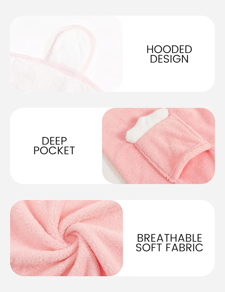 JiAmy Mädchen Bademäntel aus Coral Fleece Kuschelflanell Kuschelweiche Kinderhausmäntel Nachtwäsche