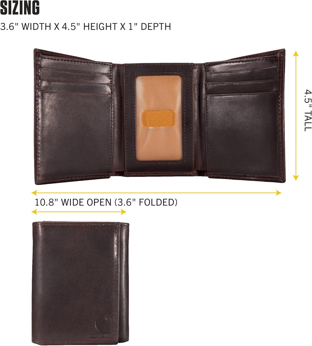 Carhartt Herren-Geldbörsen aus strapazierfähigem Leder, in Mehreren Stilen erhältlich Dunkelbraun, D