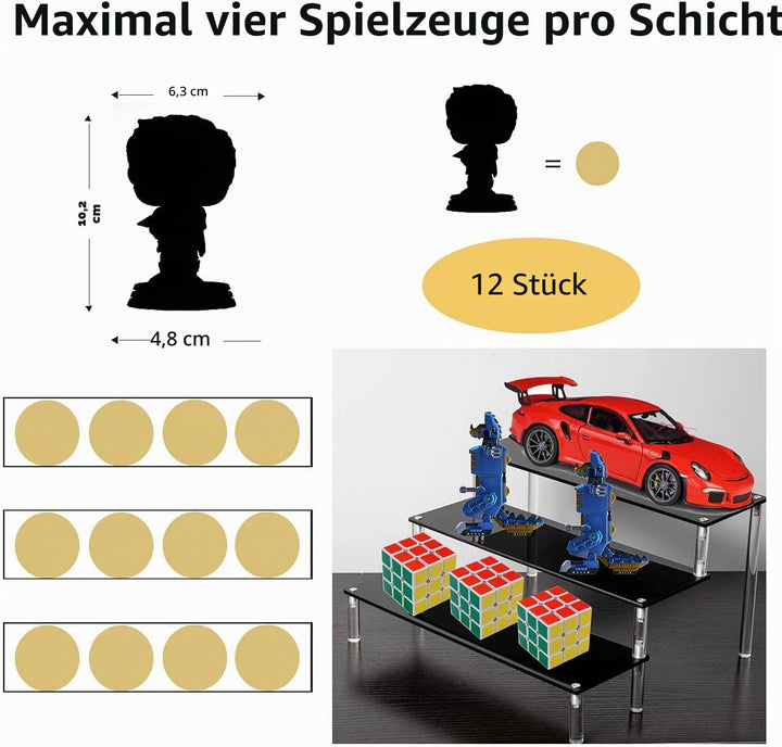 Acryl Schwarz Riser Display Regal Ständer für Amiibo Funko Pops Figuren, Tischplatte Acryl Organizer