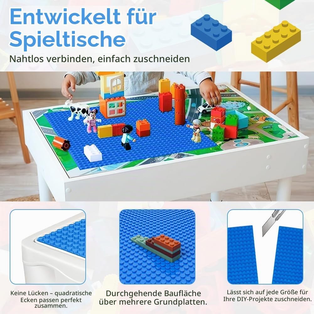 HOTUT Bauplatte Kompatibel mit Meisten Marken, 12 Platten-Set Classic Bausteine Grundplatte 25.5 * 2