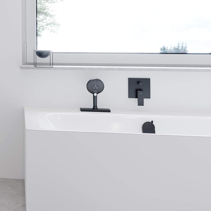 hansgrohe Schauchbox (sBox) für Duschkopf an der Wanne, eckiges Fertigset, Mattschwarz Matt Black Fe