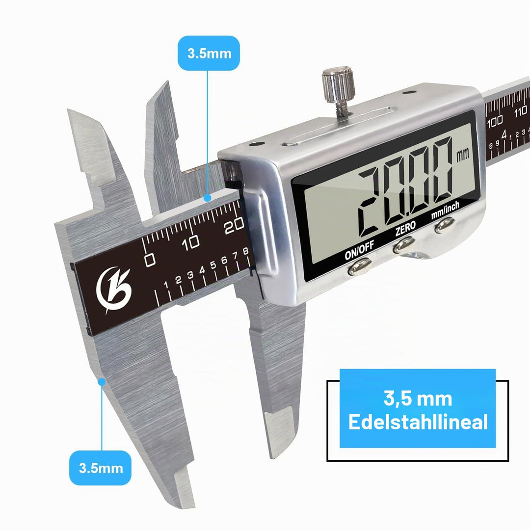 KETOTEK Digitaler Messschieber aus Edelstahl 150 mm/6 Zoll Messwerkzeug LCD-Display Messschieber mit