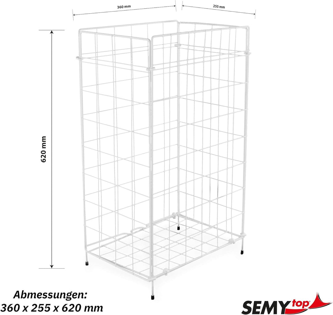 SemyTop ST-88450 Abfallkorb 60 Liter, Zusammenlegbar, Weiss, Metall Beschichtet Single, Single
