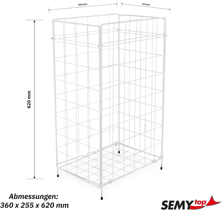 SemyTop ST-88450 Abfallkorb 60 Liter, Zusammenlegbar, Weiss, Metall Beschichtet Single, Single