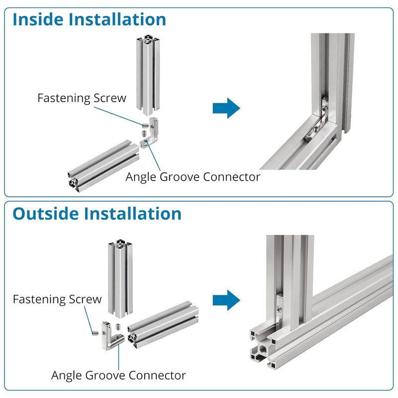 AUTOUTLET 20x T Slot T-Nut Innenwinkel, Aluminium Profil 3030 Nut 8 M6 Aussenwinkel Zinklegierung Kl